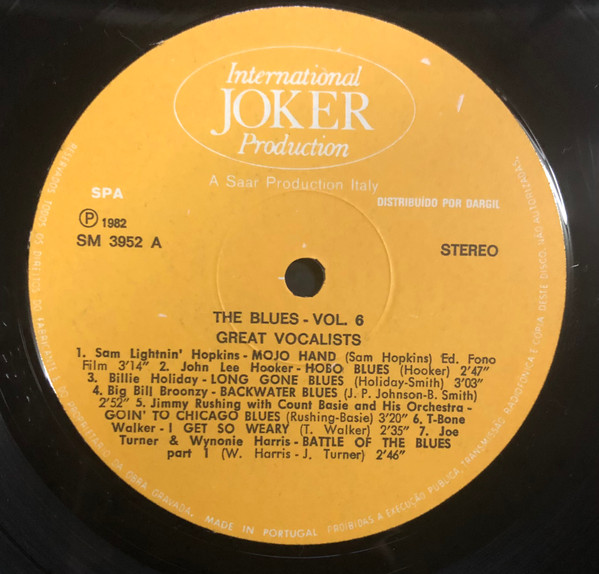 Various - Great Vocalists, The Blues Vol. 6 | International Joker Production (SM 3952) - 3