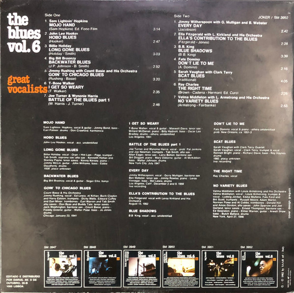 Various - Great Vocalists, The Blues Vol. 6 | International Joker Production (SM 3952) - 2