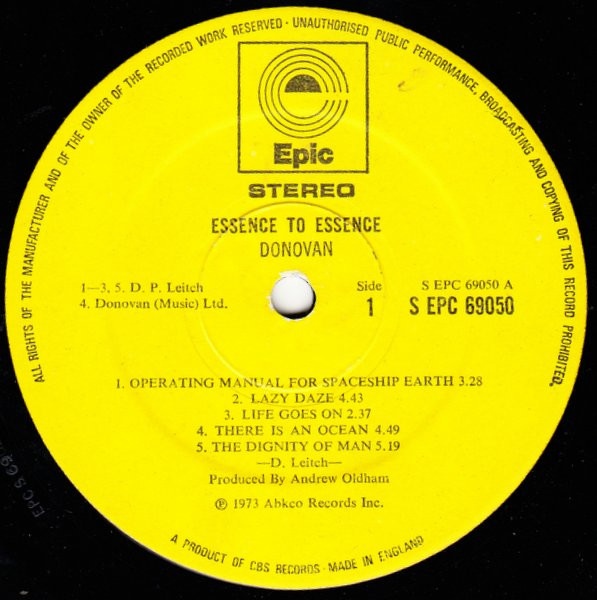 Donovan - Essence To Essence | Epic (S EPC 69050) - 3 Donovan - Essence To Essence | Epic (S EPC 69050) - 3