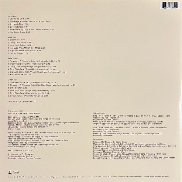 Captain Beefheart And The Magic Band - Clear Spot | Rhino Records (RCV1 2115) - 4
