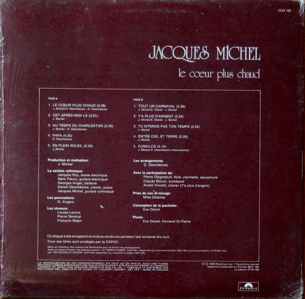 Jacques Michel - Le Cœur Plus Chaud | Polydor (2424 185) - 2