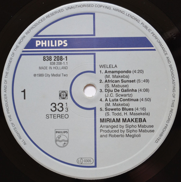 Miriam Makeba - Welela | Philips (838 208-1) - 3