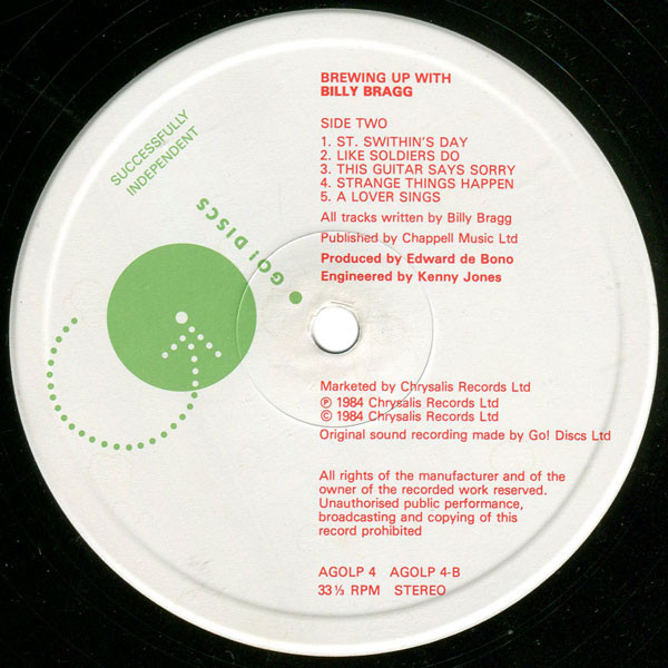 Billy Bragg - Brewing Up With Billy Bragg | Go! Discs (AGOLP 4) - 3