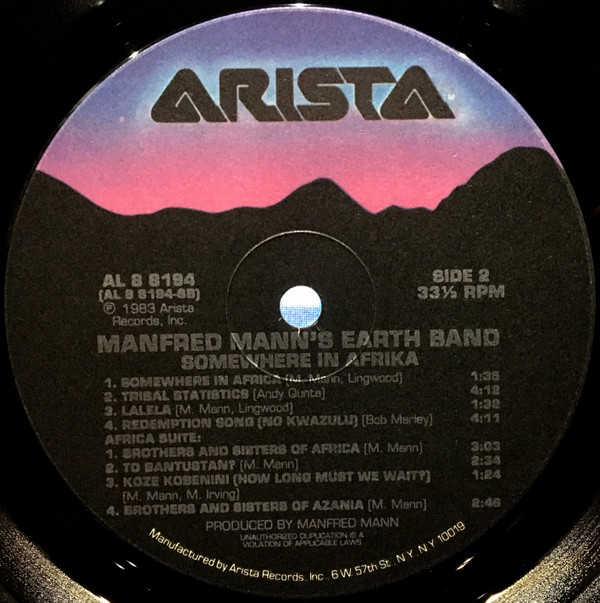 Manfred Mann's Earth Band - Somewhere In Afrika | Arista (AL8- 8194)