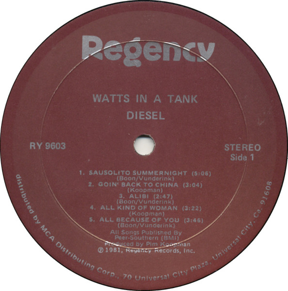 Diesel - Watts In A Tank | Regency (RY 9603) - 3