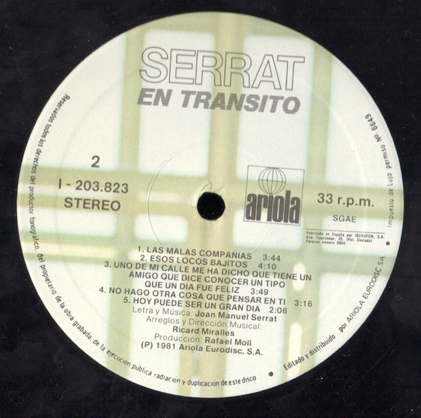 Joan Manuel Serrat - En Tránsito | Ariola (I-203823) - 4 Joan Manuel Serrat - En Tránsito | Ariola (I-203823) - 4