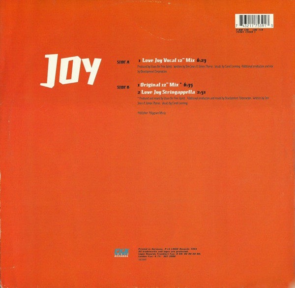 Staxx - Joy | Logic Records (LOC 119) - 2