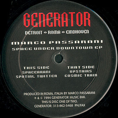 Marco Passarani - Space Under Downtown EP | Generator Records (GEN012)