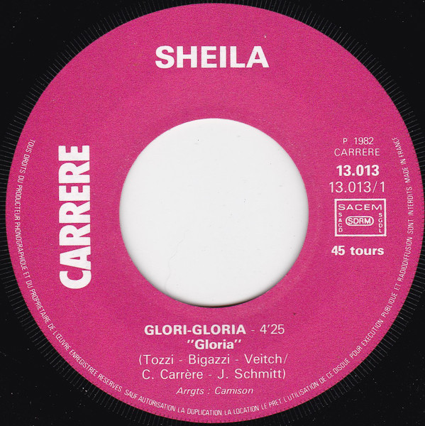 Sheila - Glori, Gloria | Carrere (13.013) - 2