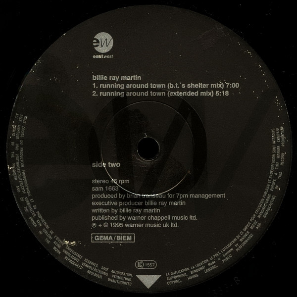 Billie Ray Martin - Running Around Town | EastWest (SAM 1663) - 2
