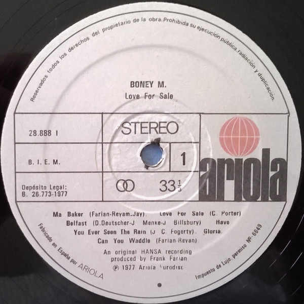 Boney M. - Love For Sale | Ariola (28 888-I) - 3