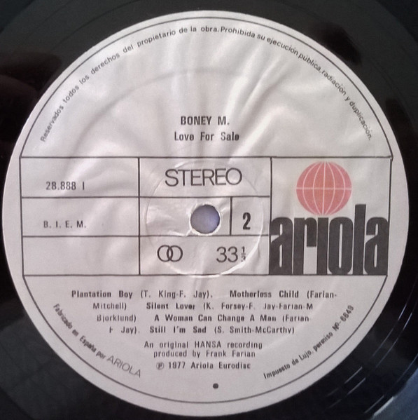 Boney M. - Love For Sale | Ariola (28 888-I) - 4