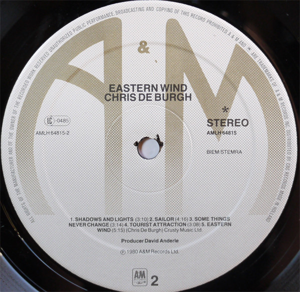 Chris de Burgh - Eastern Wind | A&M Records (AMLH 64815) - 4