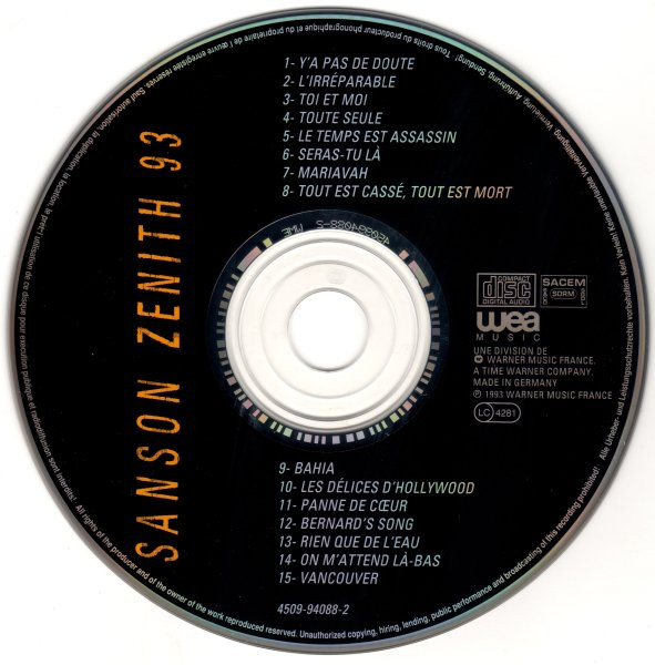 Véronique Sanson - Zénith 93 | Wea Music (4509-94088-2) - 4