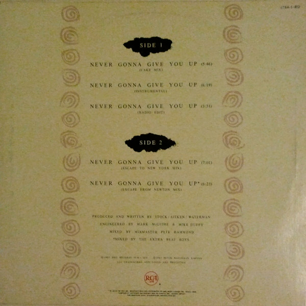 Rick Astley - Never Gonna Give You Up | RCA (6784-1-RD) - 2 Rick Astley - Never Gonna Give You Up | RCA (6784-1-RD) - 2