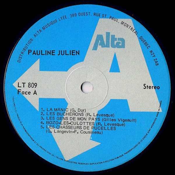 Pauline Julien - Album Souvenir | Alta (LT-809) - 3