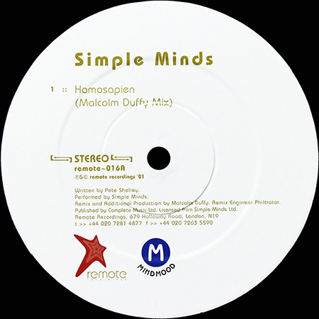 Simple Minds - Homosapien (Malcolm Duffy Mixes) | Remote Recordings (REMOTE 016) - 3 Simple Minds - Homosapien (Malcolm Duffy Mixes) | Remote Recordings (REMOTE 016) - 3