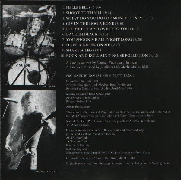 AC/DC - Back In Black [CD] | ATCO Records (A2 92418) - 4