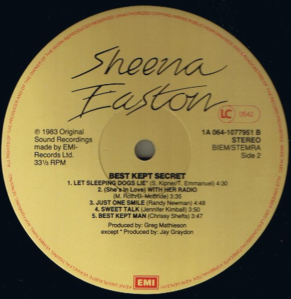 Sheena Easton - Best Kept Secret | EMI (1A 064 1077951) - 4 Sheena Easton - Best Kept Secret | EMI (1A 064 1077951) - 4