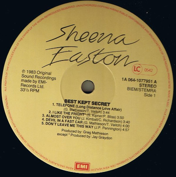 Sheena Easton - Best Kept Secret | EMI (1A 064 1077951) - 3 Sheena Easton - Best Kept Secret | EMI (1A 064 1077951) - 3
