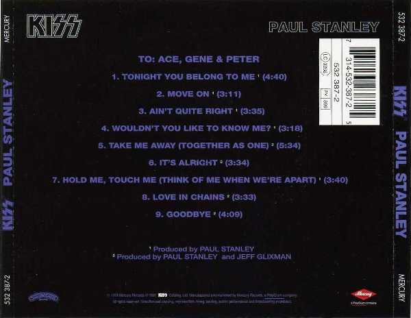 Kiss , Paul Stanley - Paul Stanley CD | Mercury (532 387-2) - 2 Kiss , Paul Stanley - Paul Stanley CD | Mercury (532 387-2) - 2