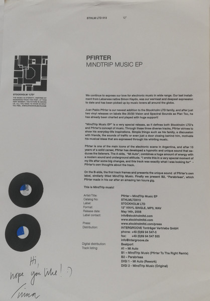 Pfirter - Mindtrip Music EP | Stockholm LTD (STHLM LTD 013) - main Pfirter - Mindtrip Music EP | Stockholm LTD (STHLM LTD 013) - main
