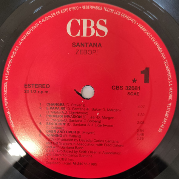 Santana - Zebop! | CBS (CBS 32681 (PR)) - 3 Santana - Zebop! | CBS (CBS 32681 (PR)) - 3