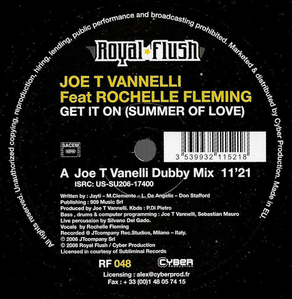 Joe T. Vannelli Feat Rochelle Fleming - Get It On (Summer Of Love) | Royal Flush Records (RF048) - main