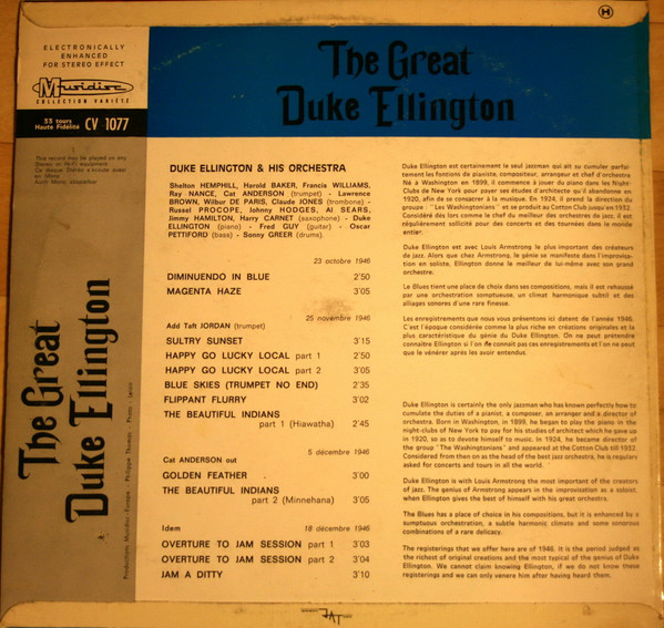 Duke Ellington - The Great Duke Ellington | Musidisc (30 CV 1077) - 2 Duke Ellington - The Great Duke Ellington | Musidisc (30 CV 1077) - 2