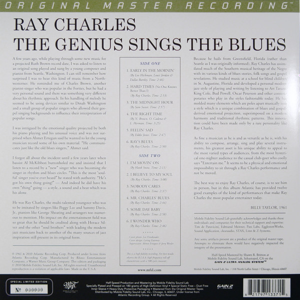 Ray Charles - The Genius Sings The Blues | Mobile Fidelity Sound Lab (MFSL 1-337) - 2 Ray Charles - The Genius Sings The Blues | Mobile Fidelity Sound Lab (MFSL 1-337) - 2