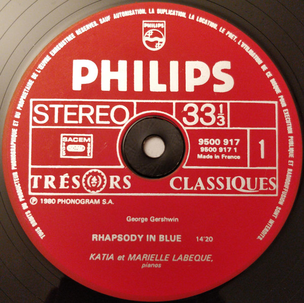 George Gershwin – Katia Et Marielle Labèque - Rhapsody In Blue · Concerto En Fa · (Versions Pour Deux Pianos) | Philips (9500 917) - 4 George Gershwin – Katia Et Marielle Labèque - Rhapsody In Blue · Concerto En Fa · (Versions Pour Deux Pianos) | Philips (9500 917) - 4
