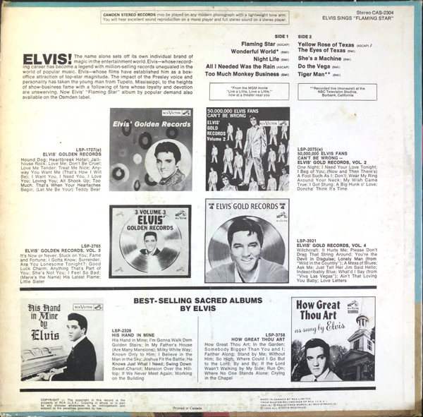 Elvis Presley - Elvis Sings "Flaming Star" [Vinyl] | RCA Camden (CAS-2304) - 2