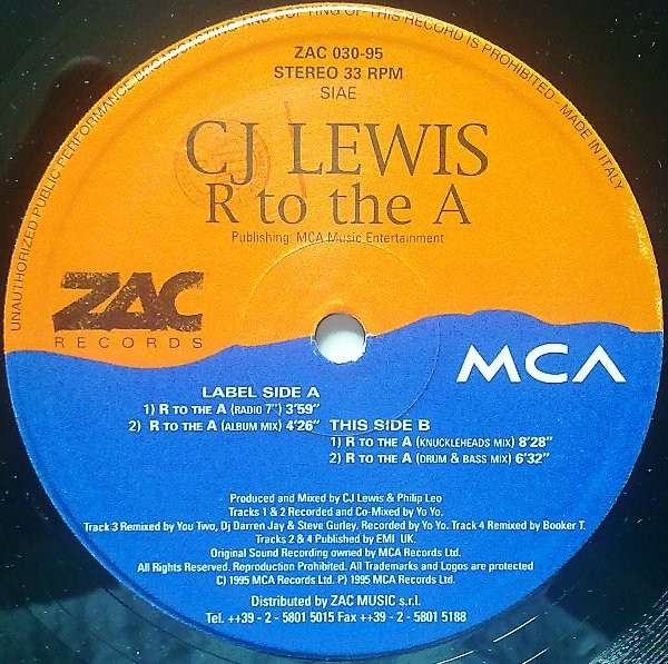CJ Lewis - R To The A | ZAC Records (ZAC 030-95) - 3 CJ Lewis - R To The A | ZAC Records (ZAC 030-95) - 3