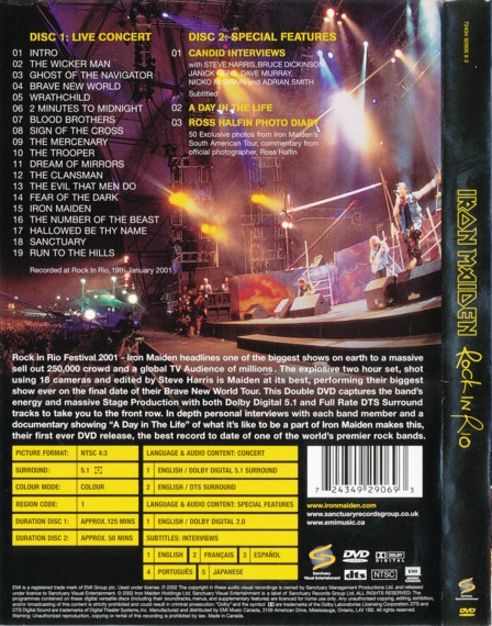 Iron Maiden - Rock In Rio | Sanctuary Visual Entertainment (72434 92906 9 3) - 2
