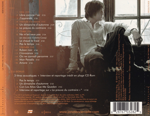 Jonatan Cerrada - La Preuve Du Contraire | RCA (82876703282) - 2