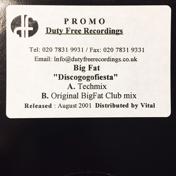 Big Fat - Discogogofiesta | Duty Free Recordings (DF 030) - main Big Fat - Discogogofiesta | Duty Free Recordings (DF 030) - main