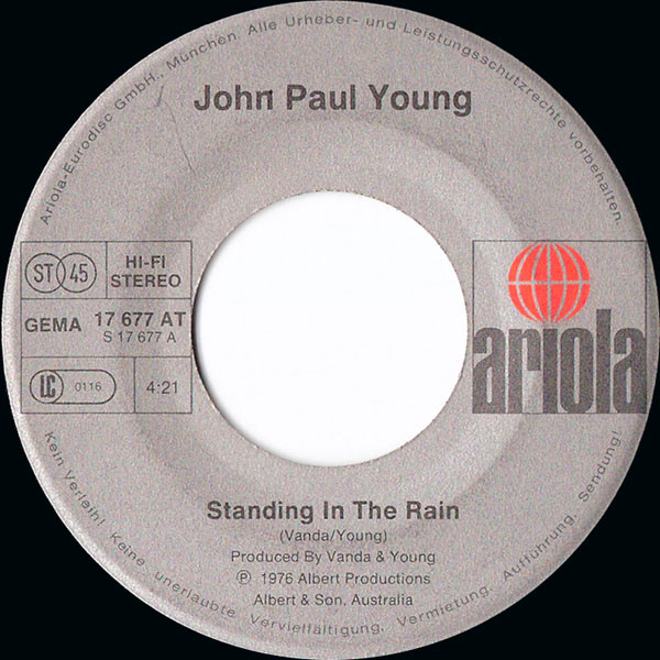 John Paul Young - Standing In The Rain / Keep On Smiling | Ariola (17 677 AT) - 3