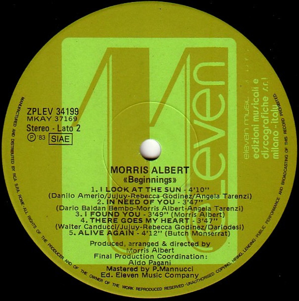 Morris Albert - Beginnings | Eleven (ZPLEV 34199) - 4 Morris Albert - Beginnings | Eleven (ZPLEV 34199) - 4