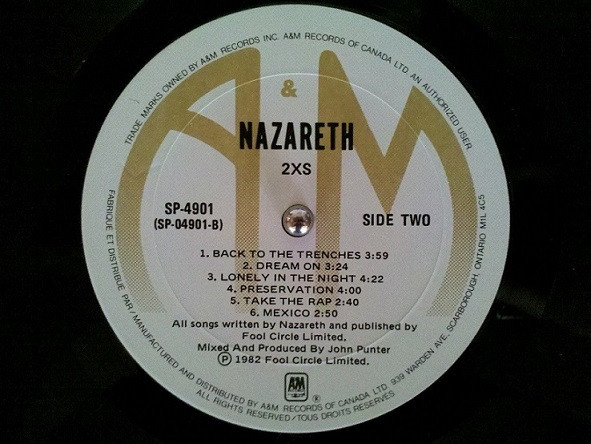 Nazareth - 2XS | A&M Records (SP 4901) - 4 Nazareth - 2XS | A&M Records (SP 4901) - 4