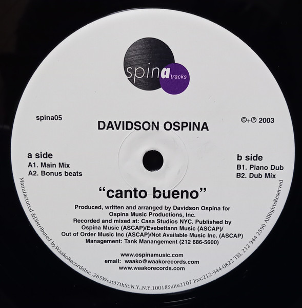 Davidson Ospina - Canto Bueno | Spina Records (spina05) - 2 Davidson Ospina - Canto Bueno | Spina Records (spina05) - 2