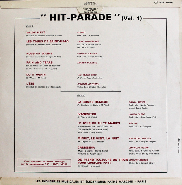Various - Hit Parade Vol. 1 | Odeon (SLOX 340 804) - 2