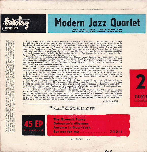 The Modern Jazz Quartet - 2 - The Queen's Fancy | Barclay (74011) - 2