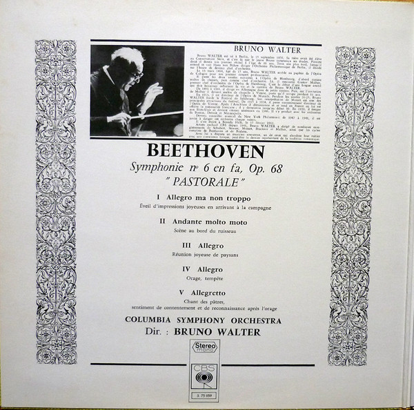 Ludwig van Beethoven , Bruno Walter , Columbia Symphony Orchestra - Symphonie N°6 "Pastorale" | CBS (S 75059) - 3