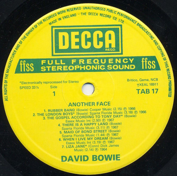 David Bowie - Another Face | Decca (TAB17) - 3
