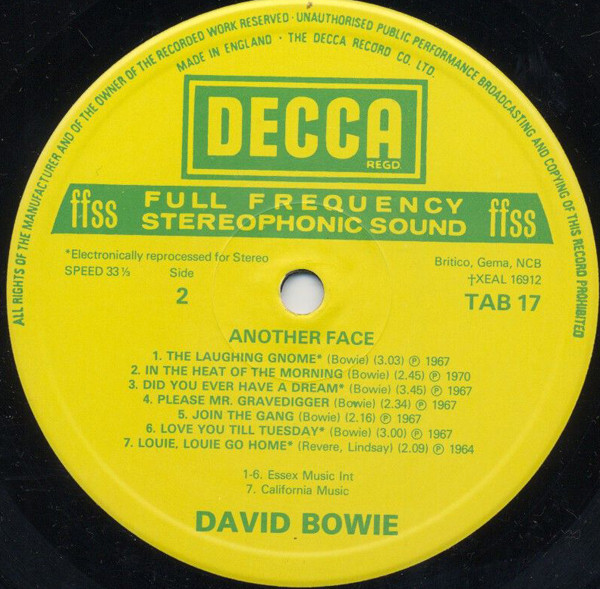 David Bowie - Another Face | Decca (TAB17) - 4