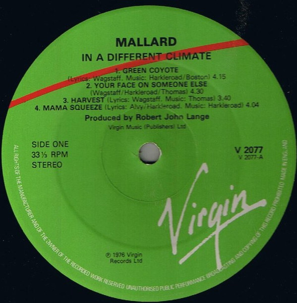 Mallard - In A Different Climate | Virgin (V 2077) - 3