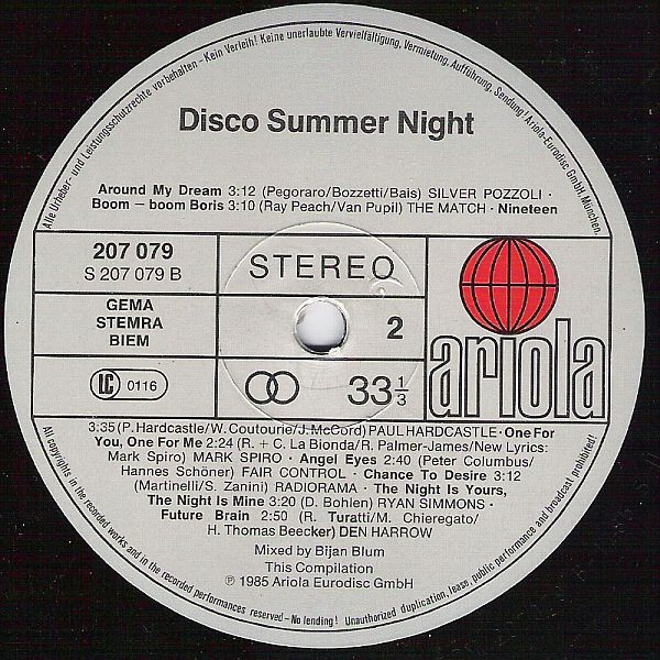 Various - Disco Summer Night | Ariola (207 079) - 4