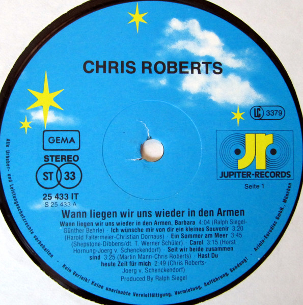 Chris Roberts - Wann Liegen Wir Uns Wieder In Den Armen | Jupiter Records (25 433 IT) - 3 Chris Roberts - Wann Liegen Wir Uns Wieder In Den Armen | Jupiter Records (25 433 IT) - 3
