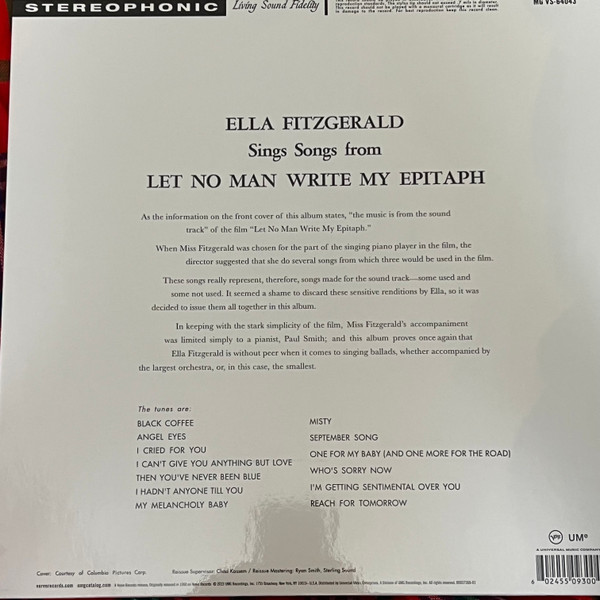 Ella Fitzgerald - Ella Fitzgerald Sings Songs From Let No Man Write My Epitaph | Verve Records (B0037369-01) - 4