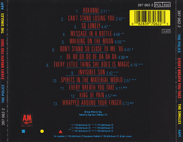 The Police - Every Breath You Take - The Singles | A&M Records (397 062-2) - 2